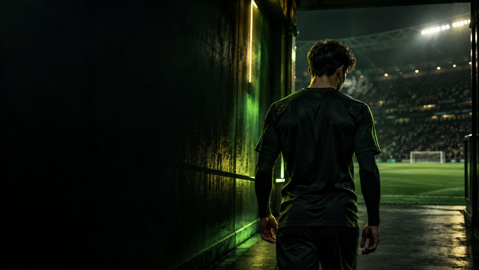 Footballer preparing to enter the pitch